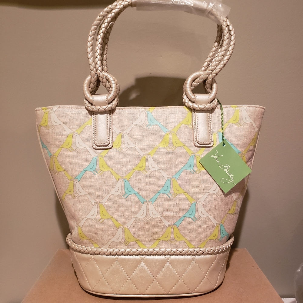 VERA BRADLEY Little Pail Tote SITTIN' IN A TREE - Sun Sand Collection NWT Rare!